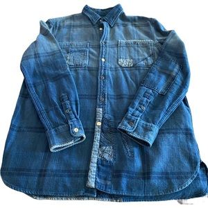 Ralph Lauren Women's Indigo Plaid BD Shirt- Large